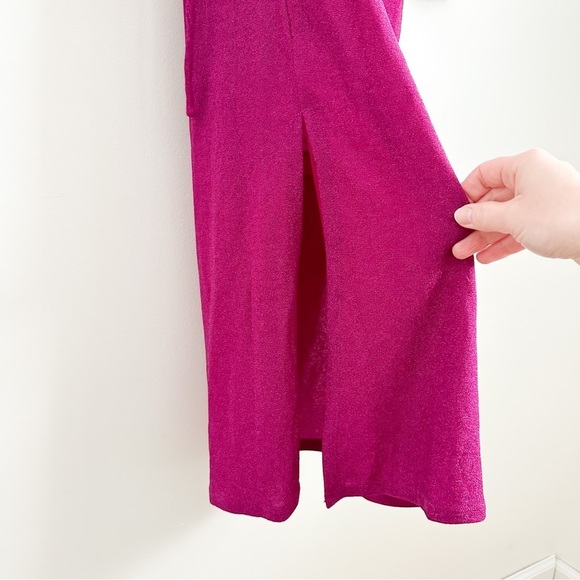 NWT Wayf Veronica Cut Out Midi Dress in Magenta Shimmer sz XS - Picture 11 of 15
